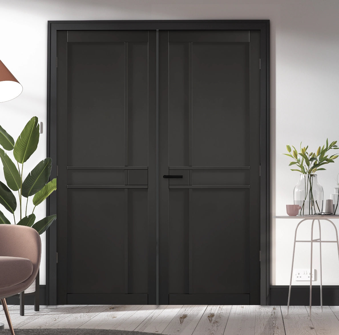 Black Greenwich Internal Door Pair – Emerald Doors