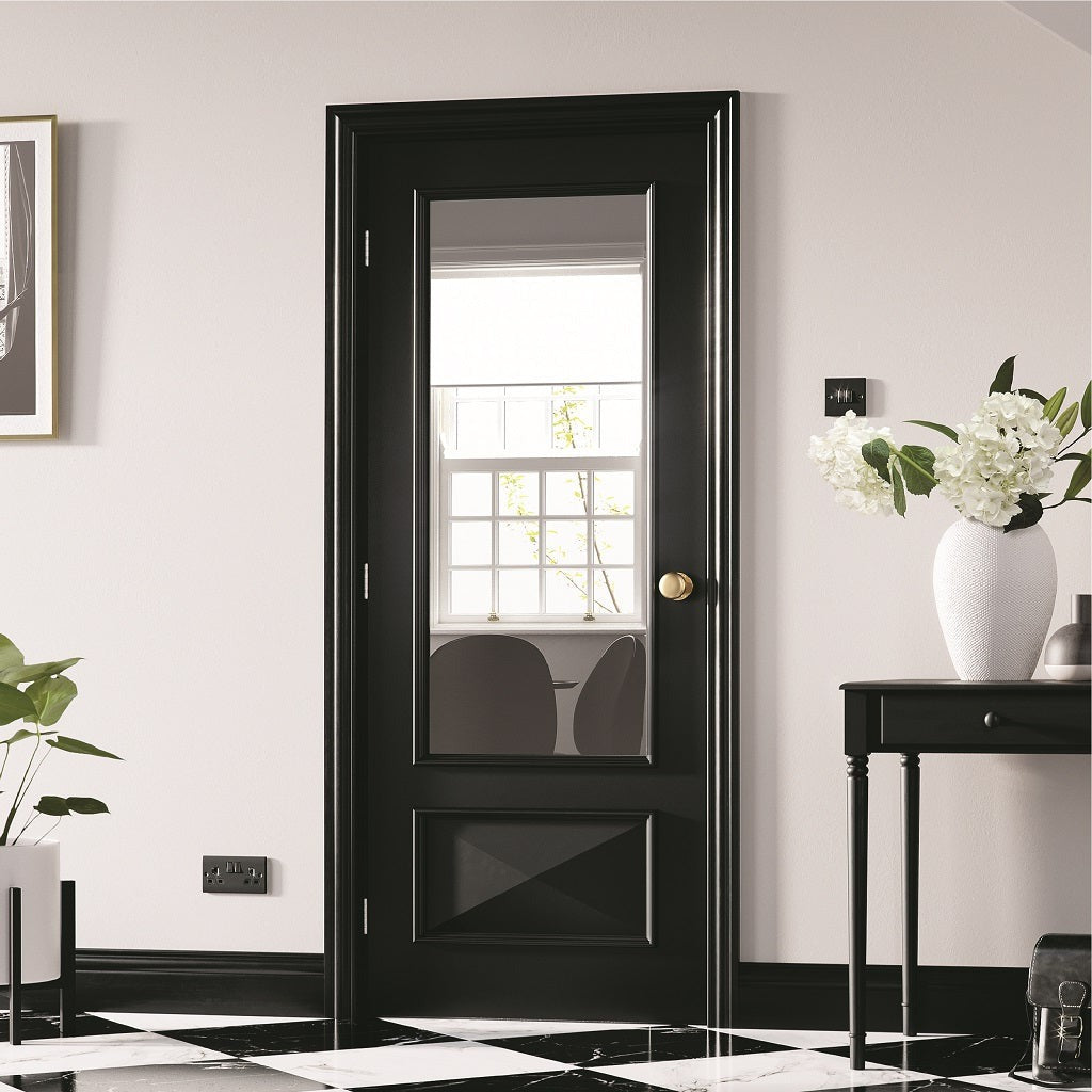 Black Knightsbridge 1L Clear Glazed Internal Door | Knightsbridge Black ...