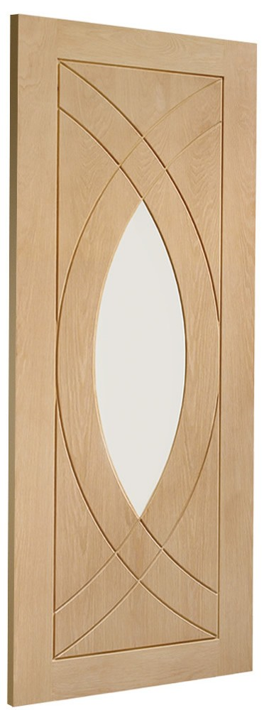 Oak Treviso Sliding Door with Fixed Side Panel