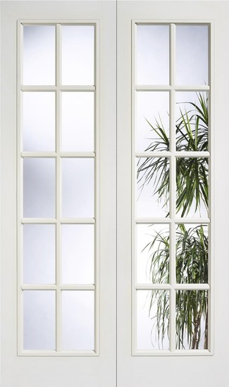 White Moulded 10 Light Internal French Doors