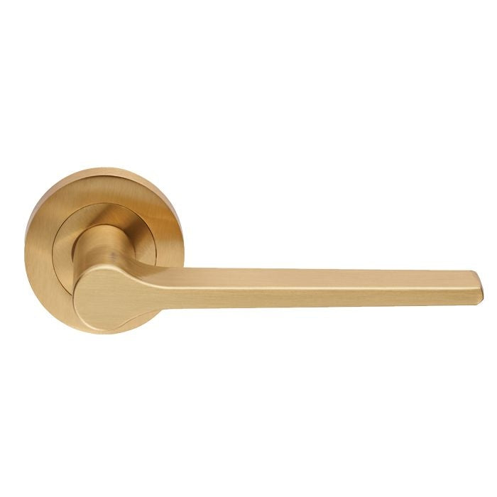 Velino Lever on Rose Satin Brass Door Handle