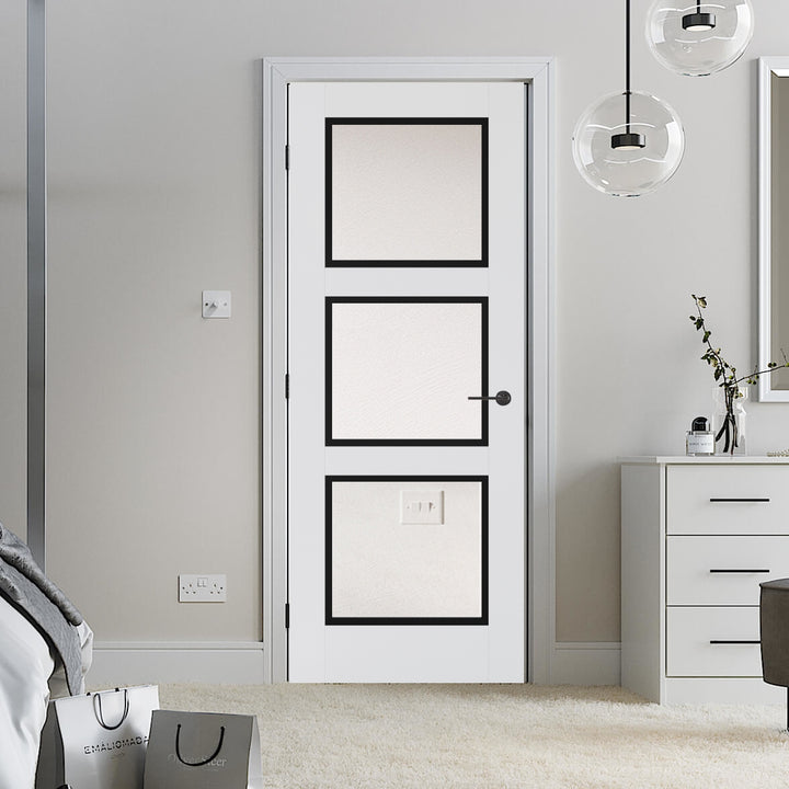 Luxemburg White and Black 3L Glazed Internal Door