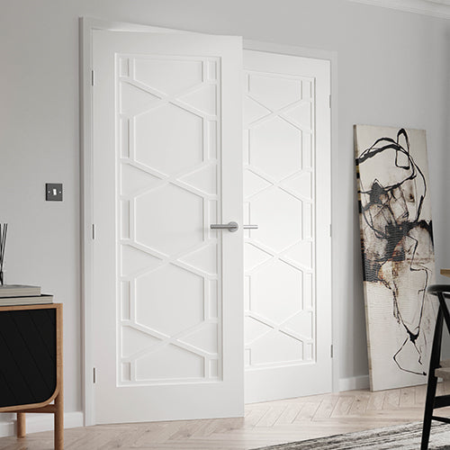 White Quartz Art Deco Internal Door