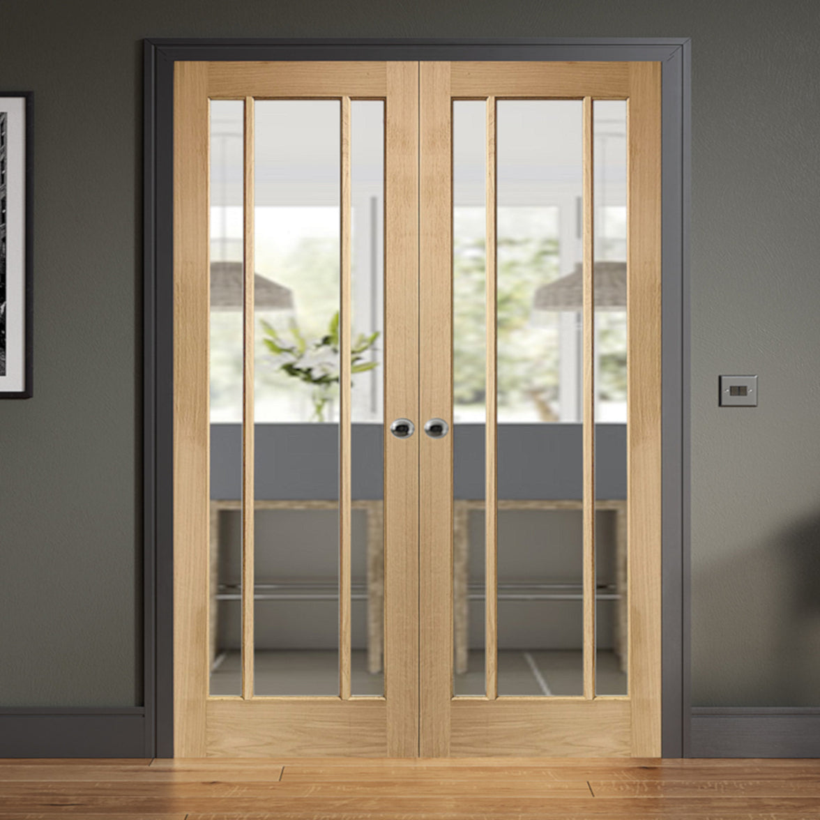 Buy Worcester Oak Custom Made French Doors with Clear Glass | Emerald Doors